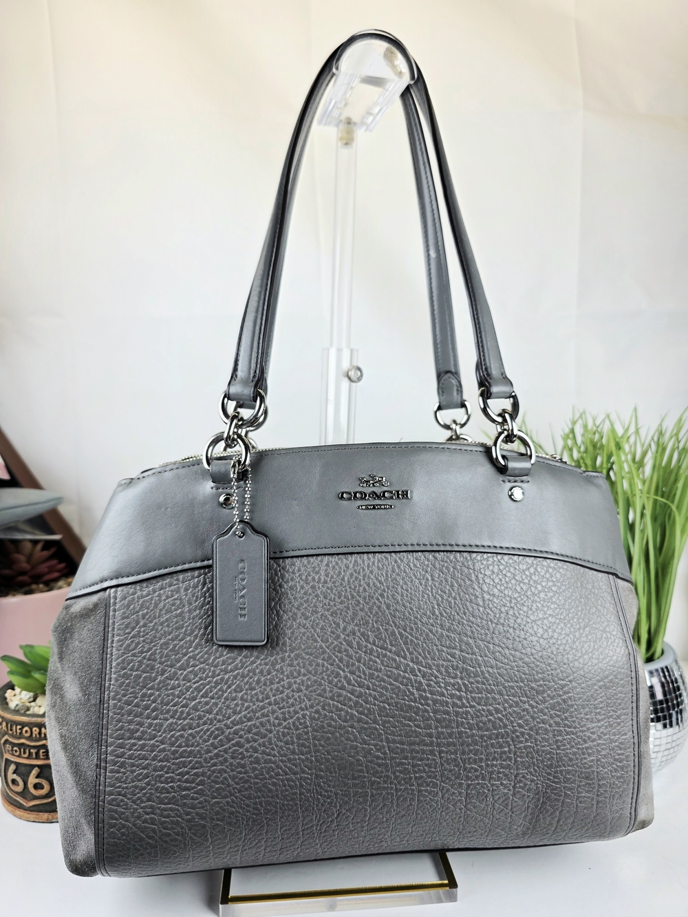 Coach Brooke Carryall Grey Leather Shoulder Hand Bag